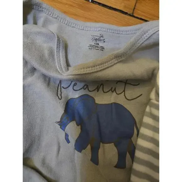 Set of 3 Baby Boys' organic Bodysuits with Animal Prints and Stripes - Picture 3 of 4